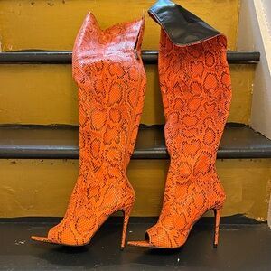 Over-the-Knee Snake Print Boots